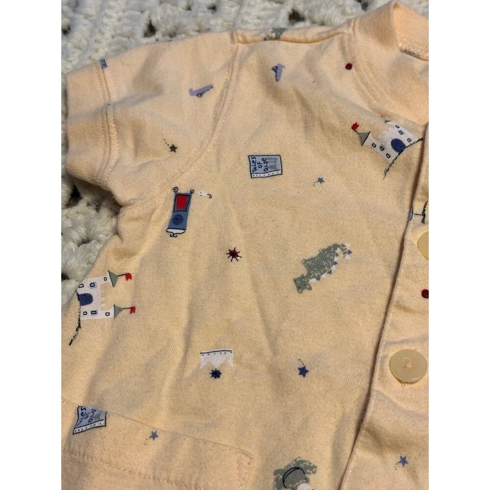 Vintage baby gap yellow fairytale castle frog romper 0/3 mths 90s dragon